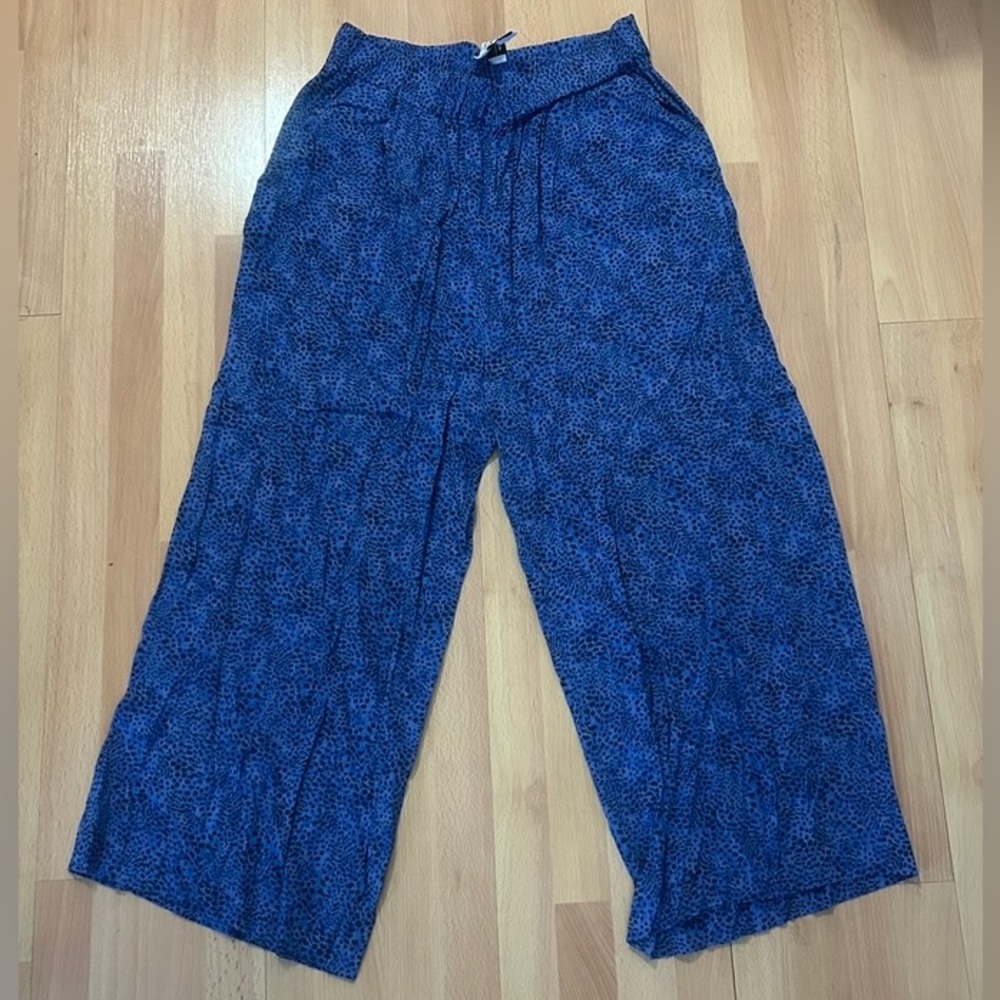 & Other Stories Cobalt Blue Leopard-Print Wide Pants